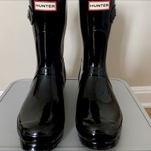 Women gloss short hunter boots size 7